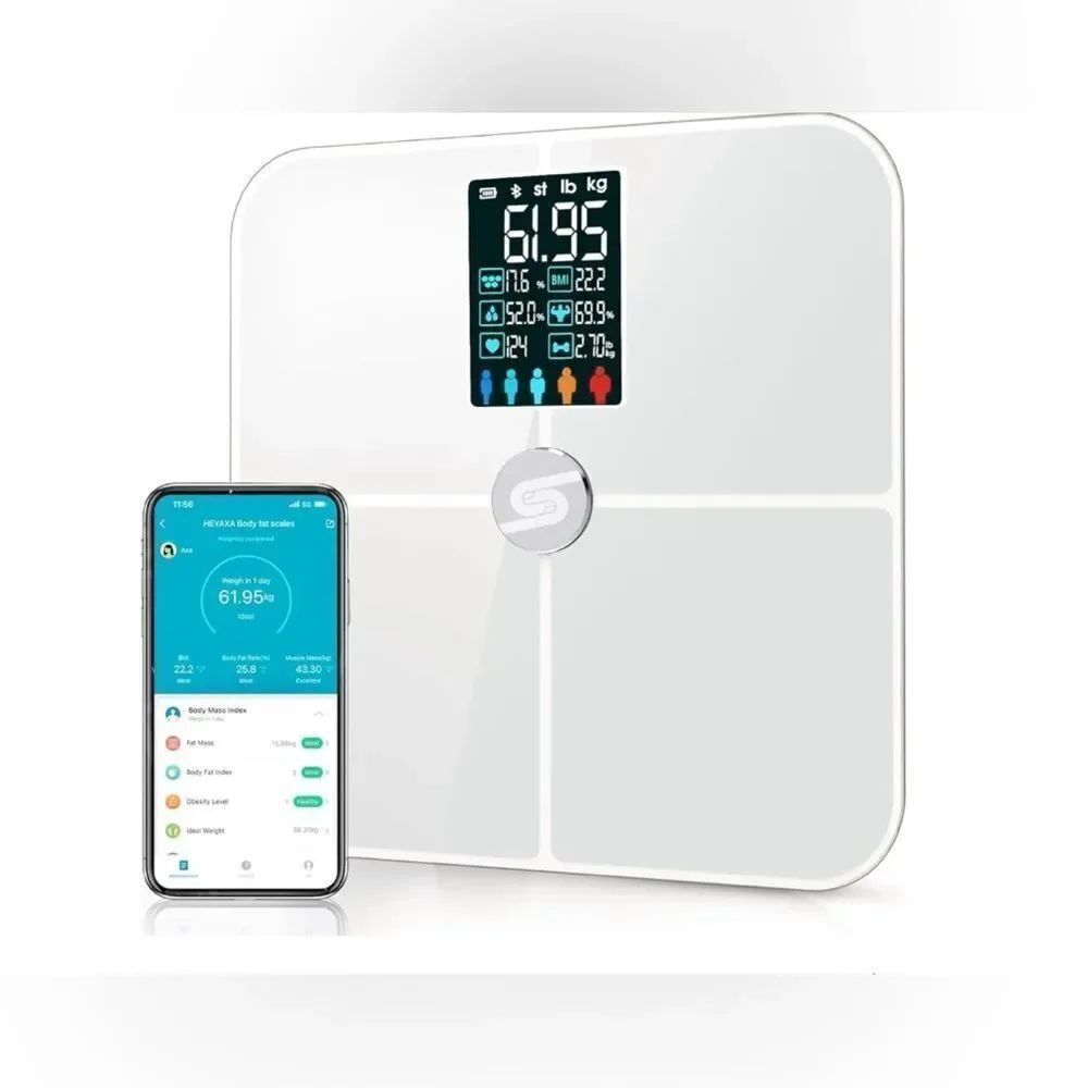 HEYAXA Smart Scale for BMI, BMR, Heart Rate, Body Fat Control up to 400lbs.